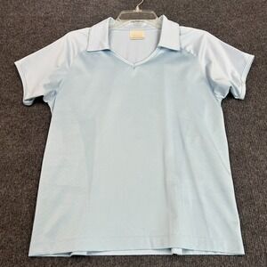 NIKE Golf Dri-Fit Women's Shirt Medium Short Sleeve Polo Ice Blue Preppy Sporty